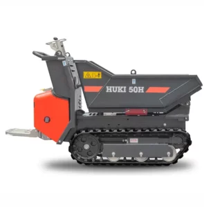 Raupendumper HUKI 50H mit hydraulischer Kippmulde, ideal für den Materialtransport auf engen Baustellen.